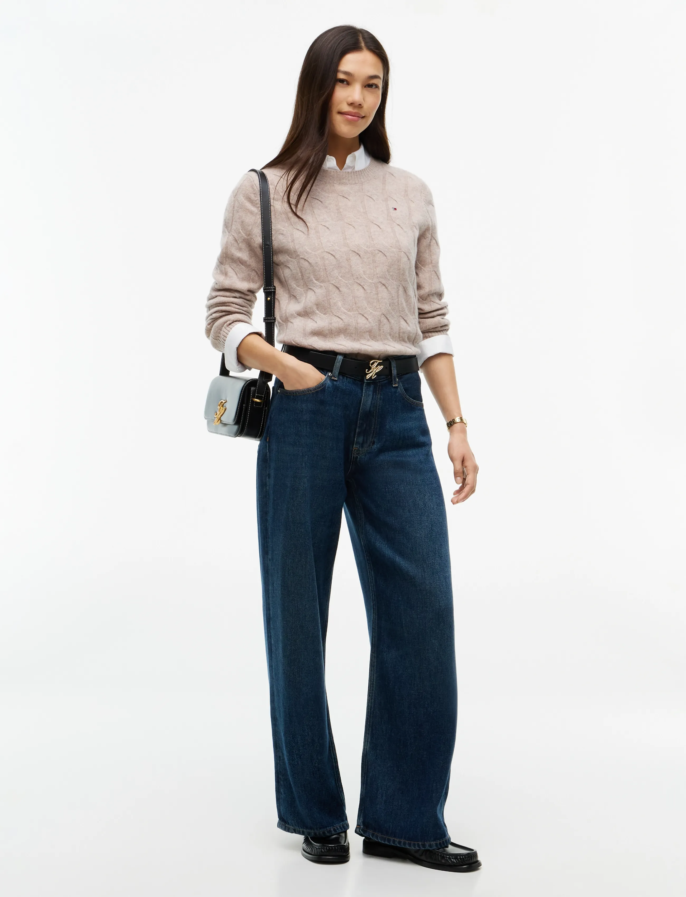 Tommy Hilfiger - SOFT WOOL CABLE C-NK LS SWT - kampsunid - light camel heather - 4