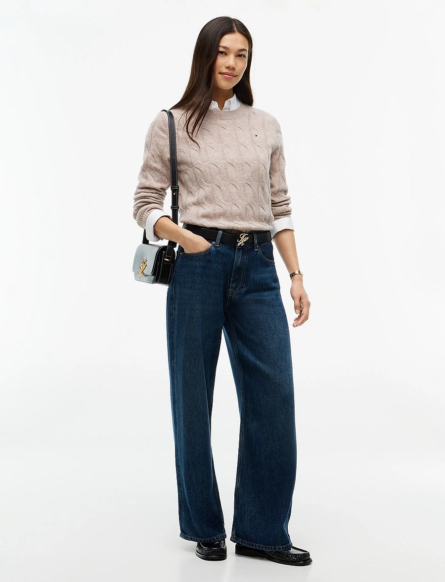 Tommy Hilfiger - SOFT WOOL CABLE C-NK LS SWT - kampsunid - light camel heather - 4