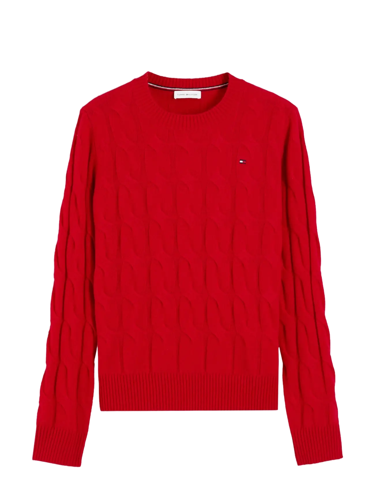 Tommy Hilfiger SOFT WOOL CABLE C-NK LS SWT - Stickat - MEDIUM RED / red