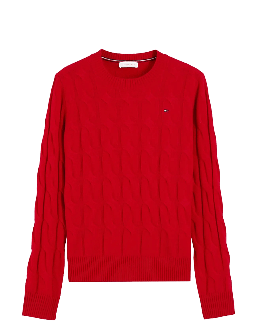 Tommy Hilfiger - SOFT WOOL CABLE C-NK LS SWT - stickade tröjor - medium red - 1
