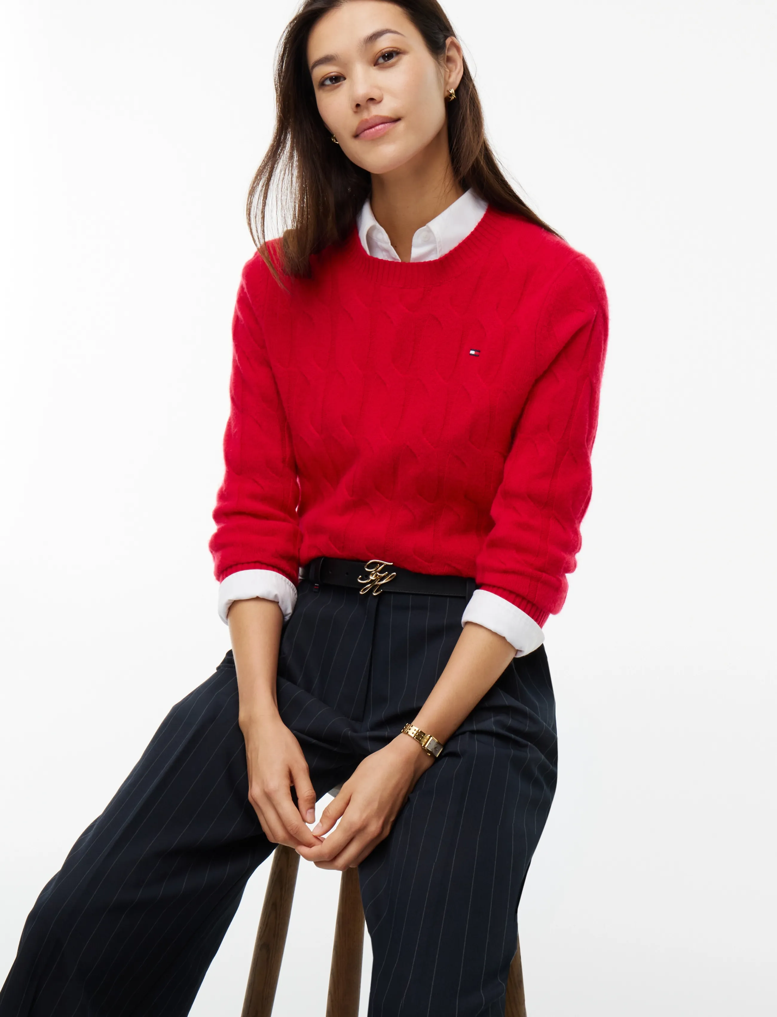 Tommy Hilfiger - SOFT WOOL CABLE C-NK LS SWT - stickade tröjor - medium red - 3
