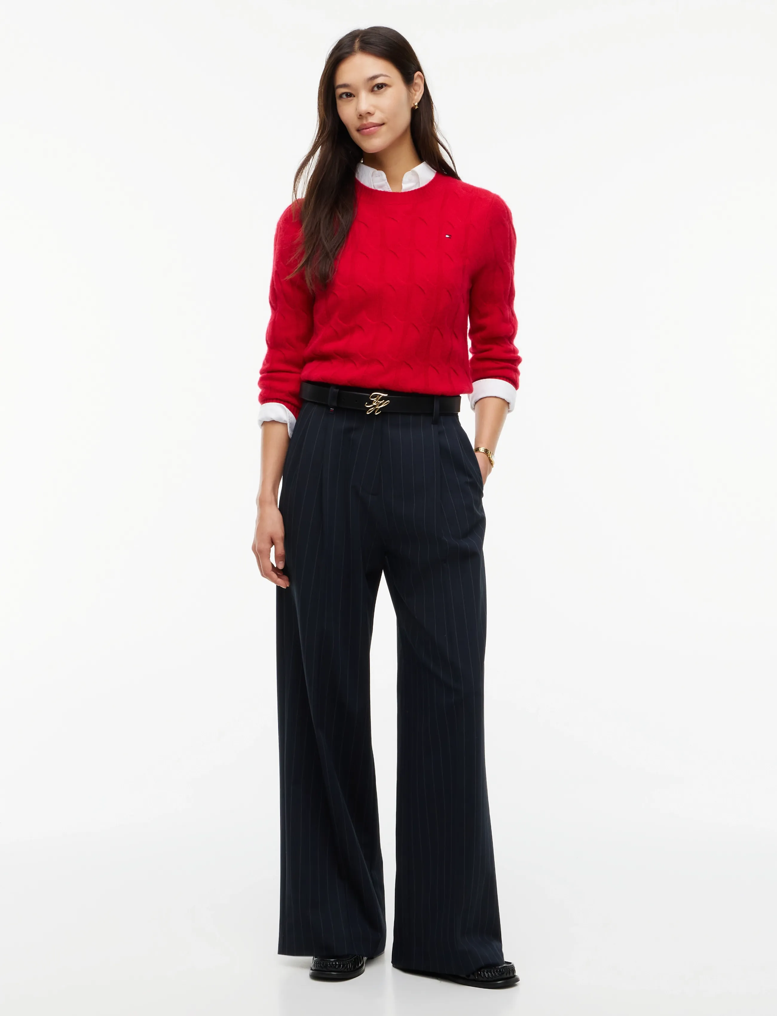 Tommy Hilfiger - SOFT WOOL CABLE C-NK LS SWT - stickade tröjor - medium red - 4