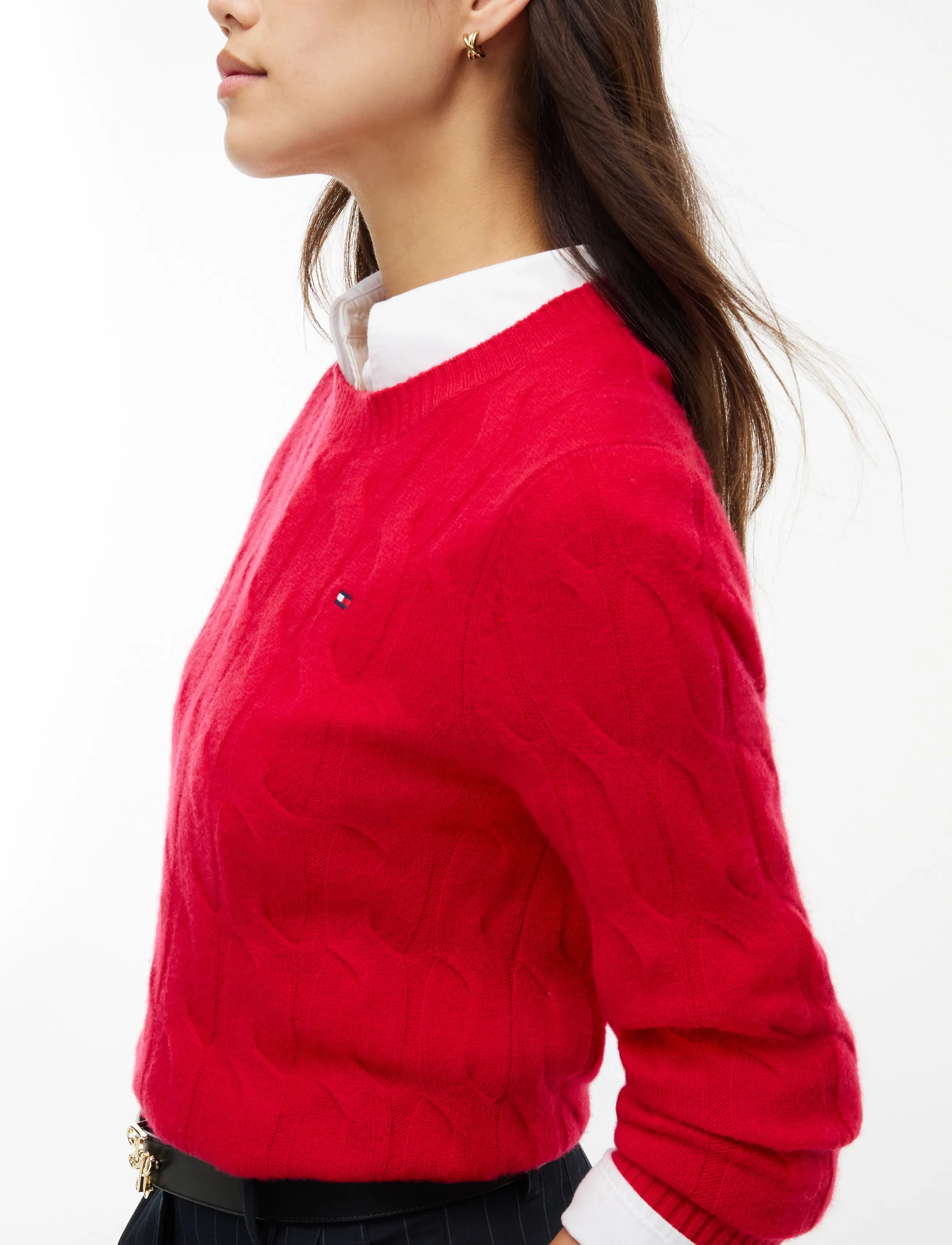 Tommy Hilfiger - SOFT WOOL CABLE C-NK LS SWT - stickade tröjor - medium red - 5