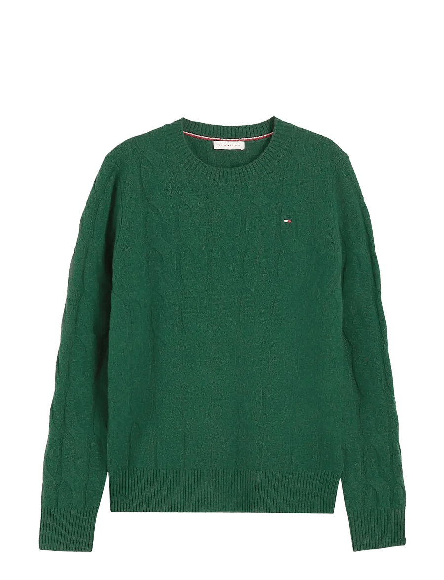 Tommy Hilfiger - SOFT WOOL CABLE C-NK LS SWT - stickade tröjor - ornamental green - 1