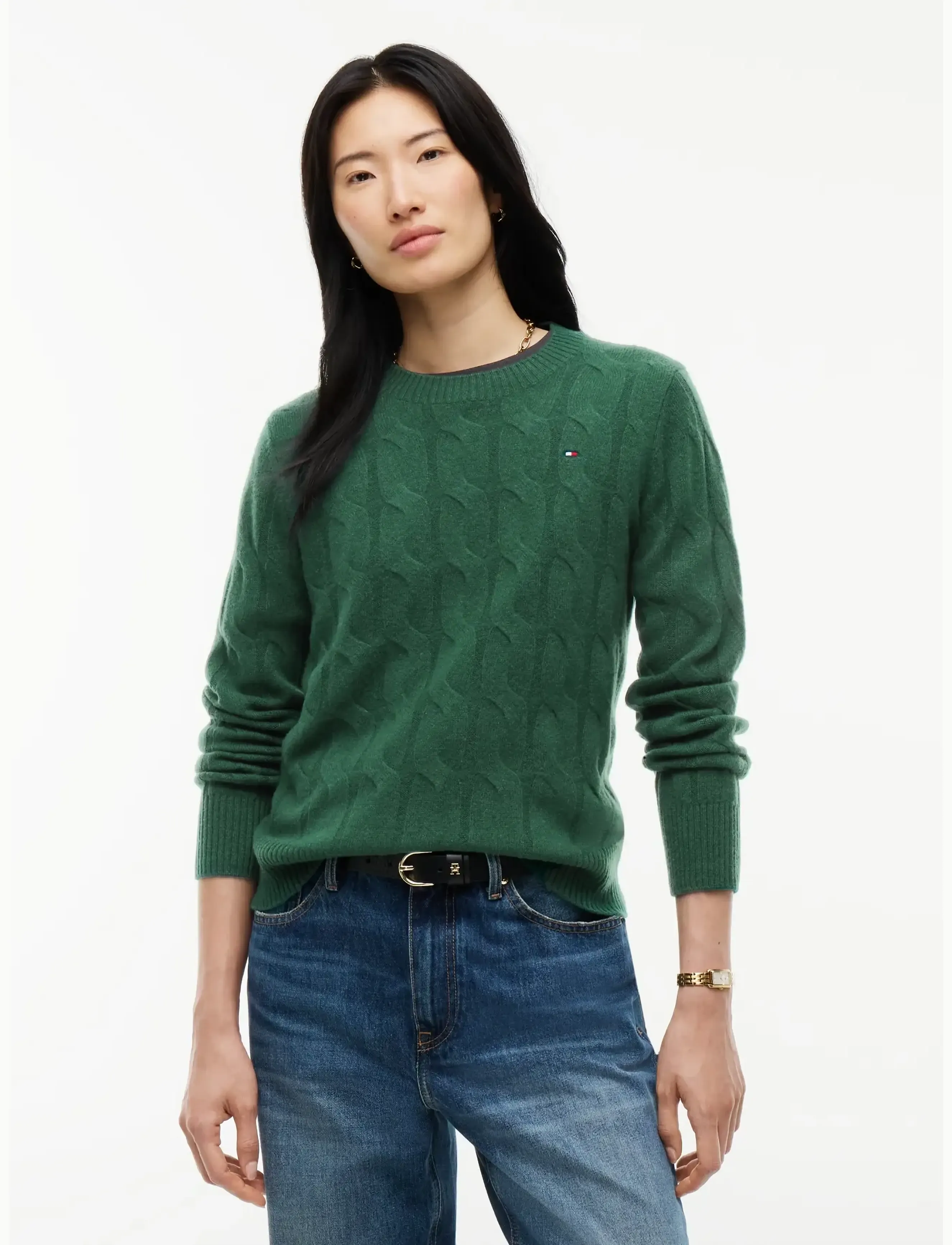 Tommy Hilfiger SOFT WOOL CABLE C-NK LS SWT - Tommy Hilfiger - ORNAMENTAL GREEN / green