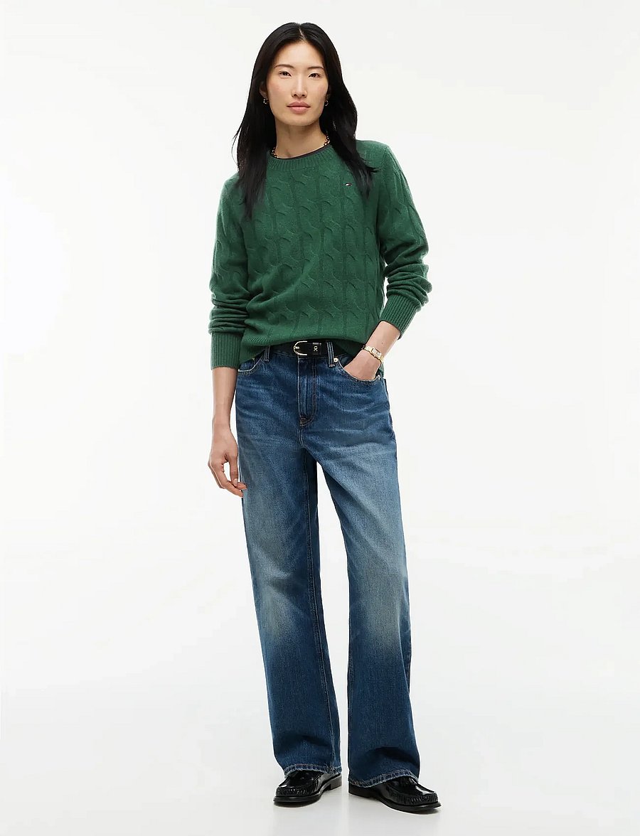 Tommy Hilfiger - SOFT WOOL CABLE C-NK LS SWT - stickade tröjor - ornamental green - 4