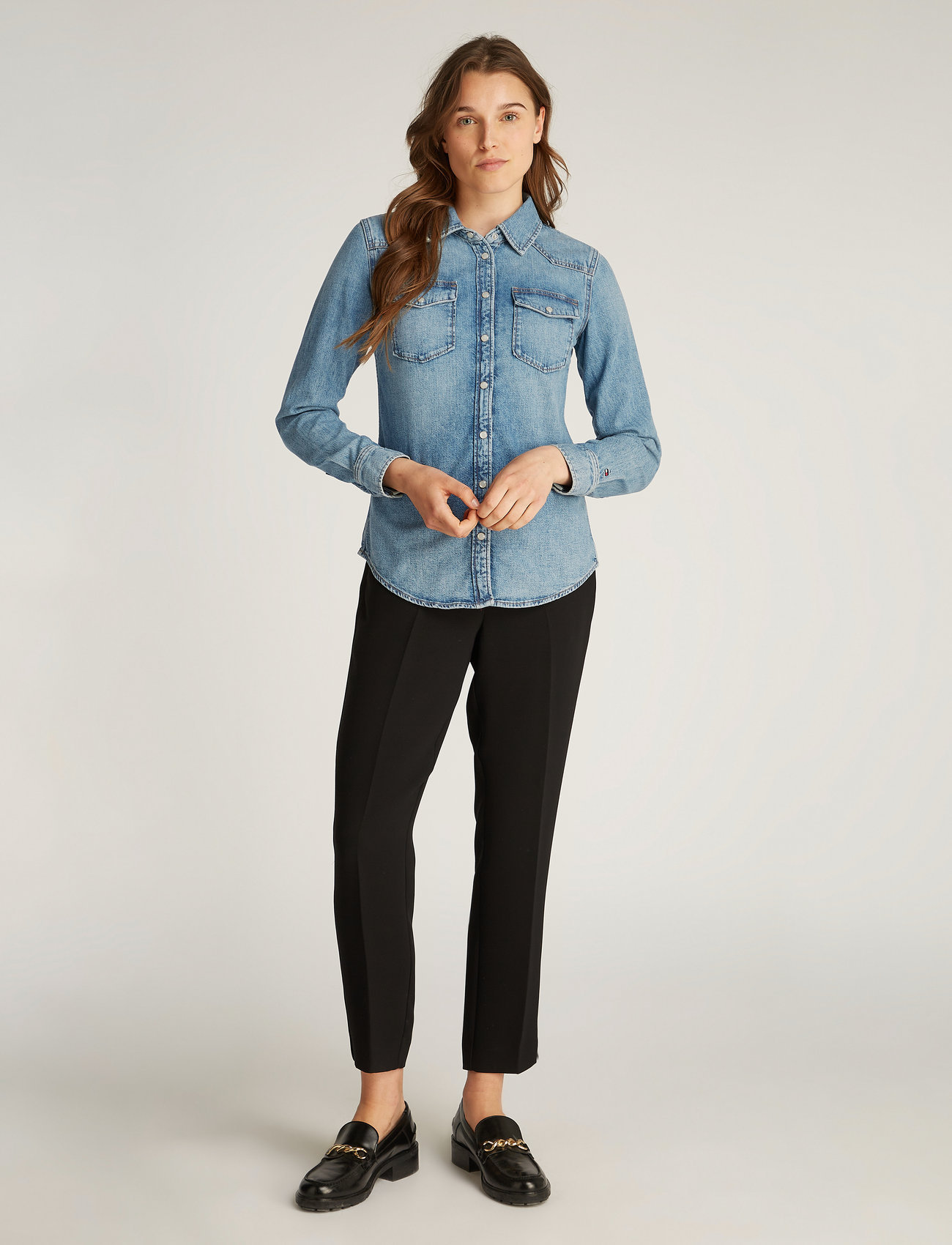 Tommy Hilfiger - DNM LS SLIM SHIRT SAM - denim shirts - sam - 0