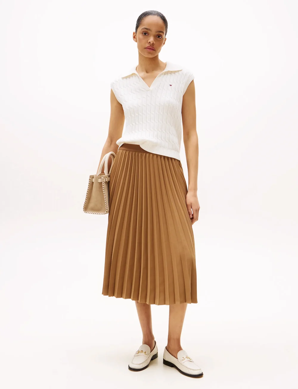 Tommy Hilfiger - FLUID PLEATED PULL ON MIDI SKIRT - faltenröcke - hickory - 0