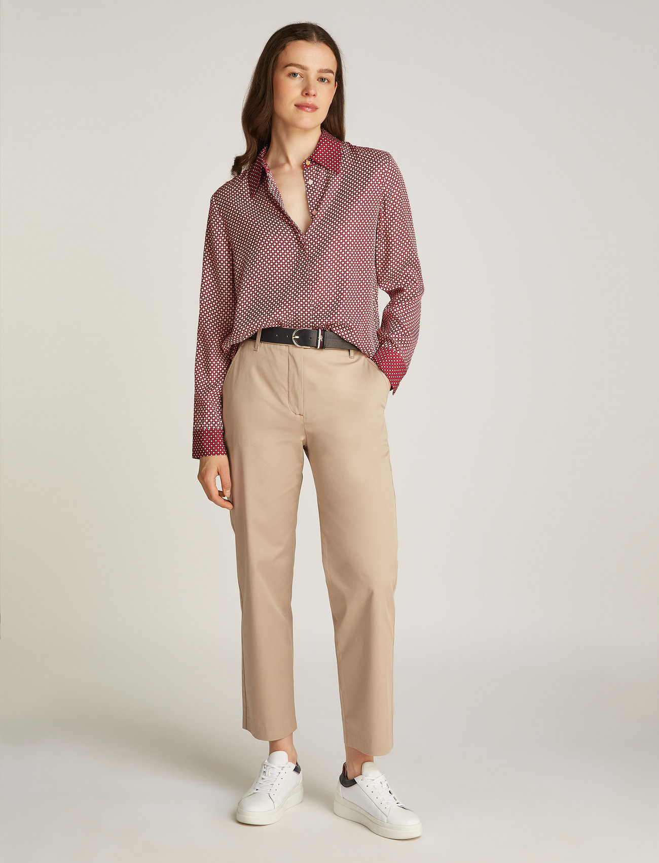 Tommy Hilfiger - FLUID VIS PRT RELAXED LS SHIRT - pikkade varrukatega särgid - mini geo primary red - 1