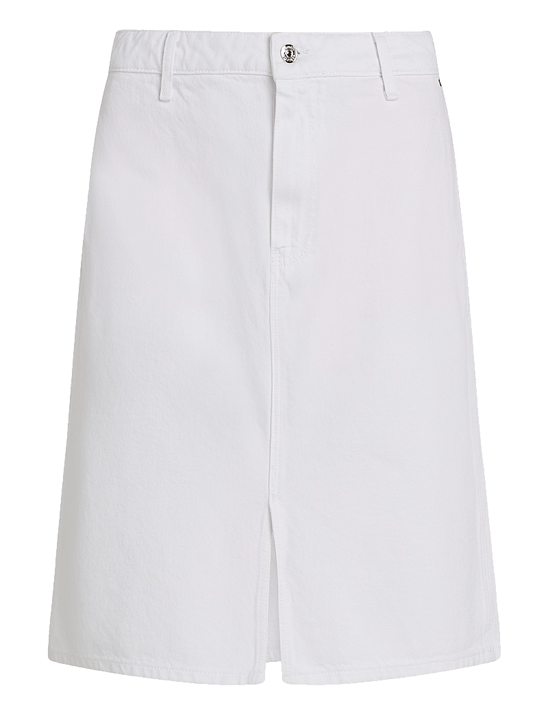 Tommy Hilfiger - DNM KNEE STRAIGHT SKIRT RW WHITE - midiseelikud - th optic white - 0