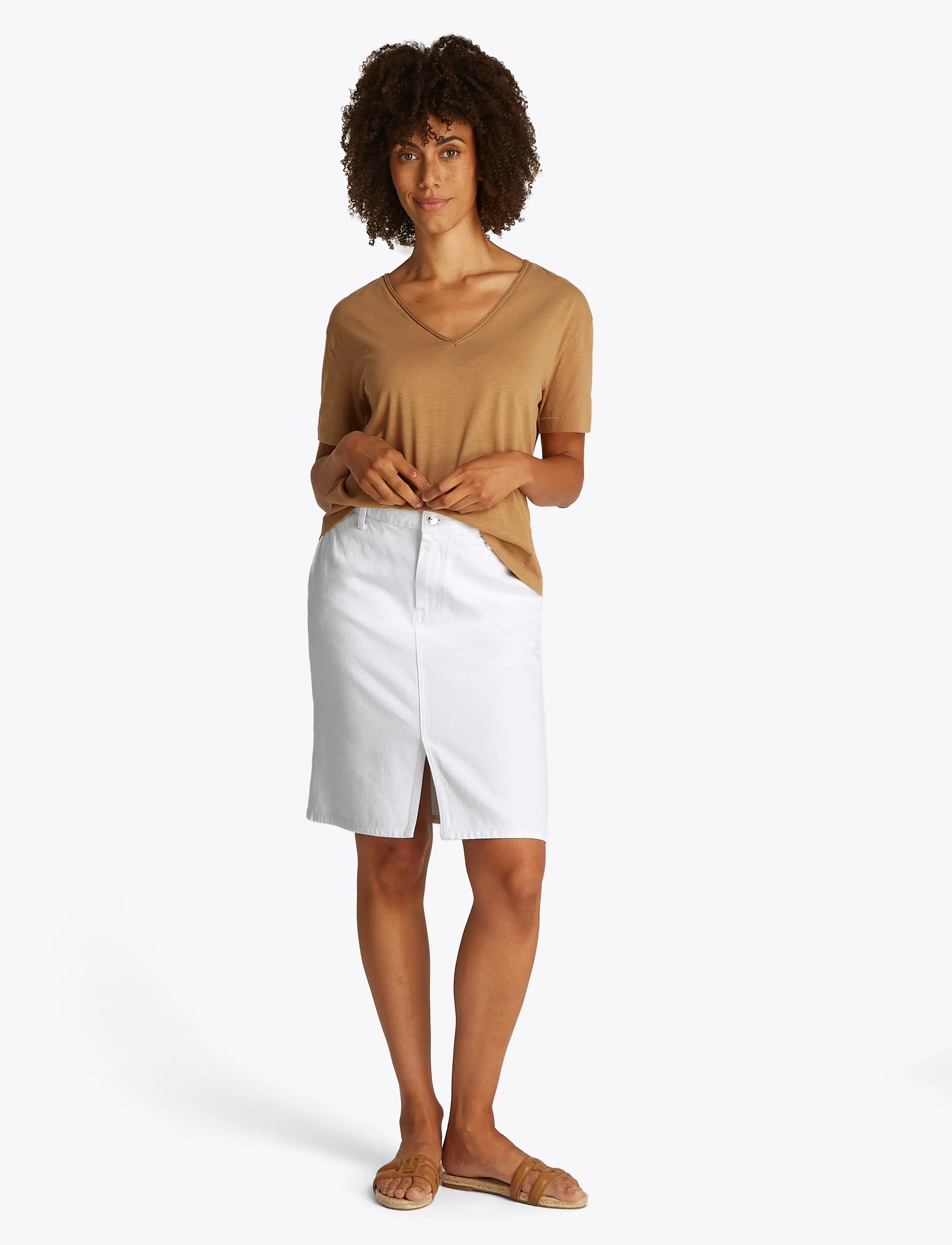 Tommy Hilfiger - DNM KNEE STRAIGHT SKIRT RW WHITE - th optic white - 4