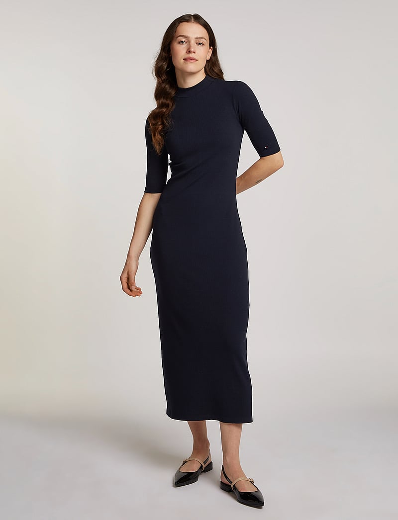 Tommy Hilfiger Slim 5x2 Rib Midi Dress 1/2 (TOHWW0WW44430) Midi