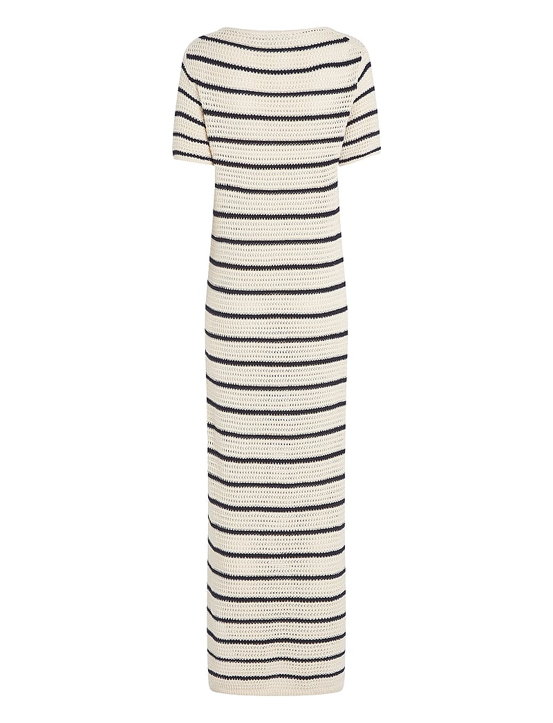 Tommy Hilfiger - POINTELLE CROCHET SS SWT DRESS - t-shirtklänningar - ivory petal/dark night navy stp - 5