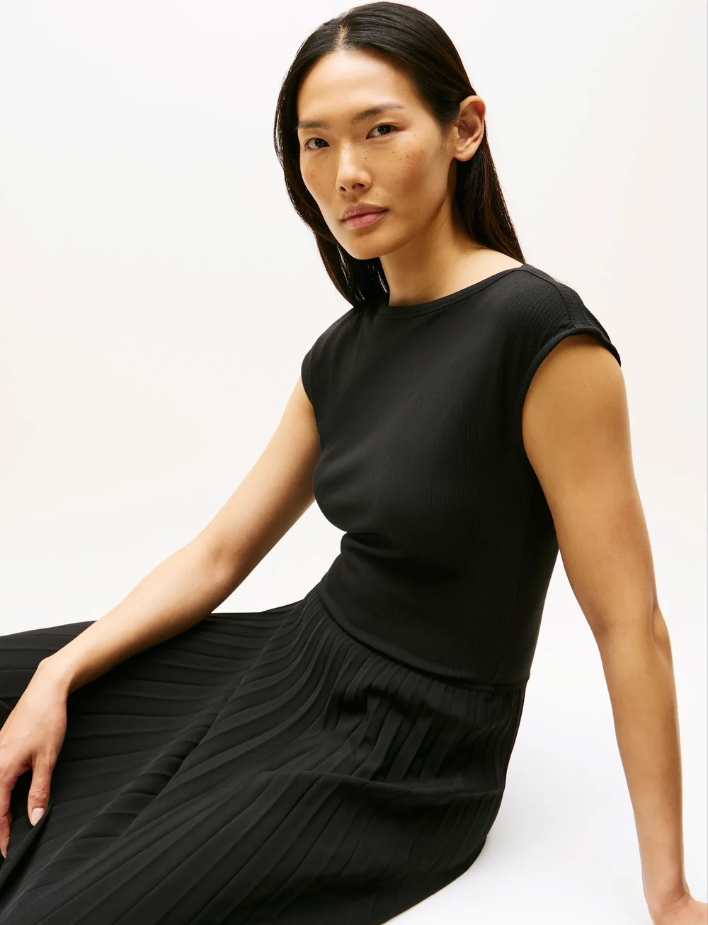 Tommy Hilfiger - 5X2 RIB MIDI F&F DRS - sukienki do kolan i midi - black - 3