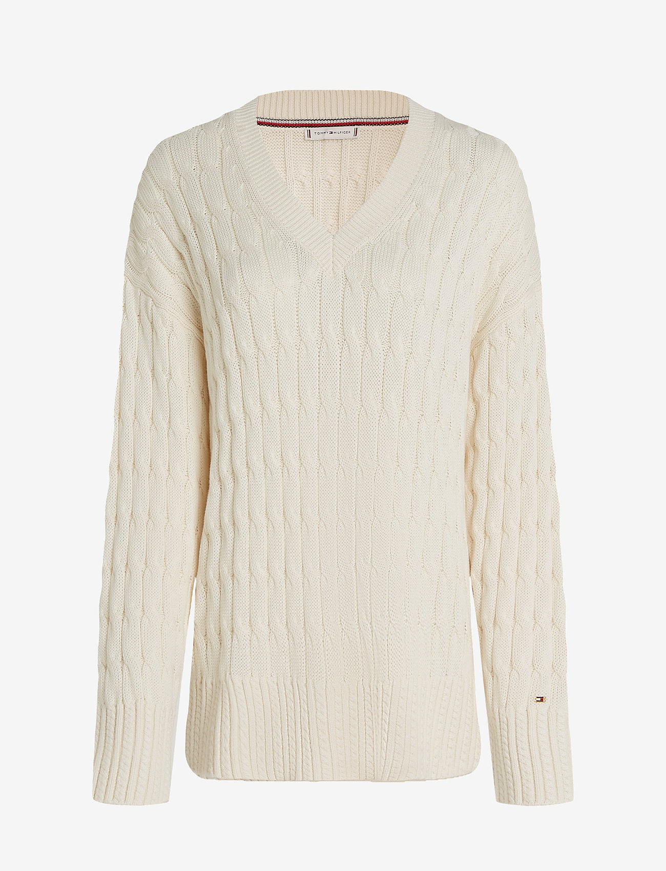 Tommy Hilfiger - SOFT CO CABLE RLX V-NK LS SWT - ivory petal - 1