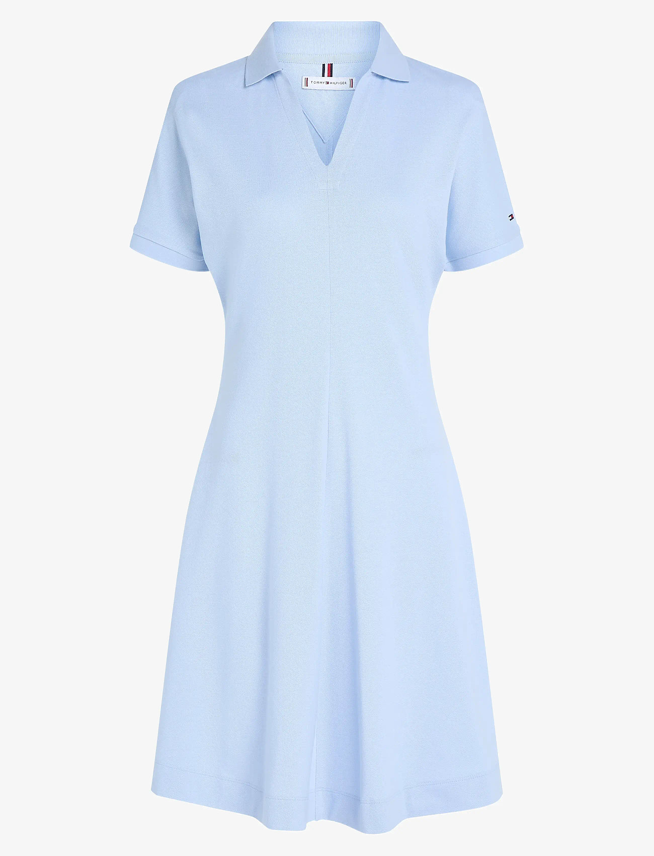 Tommy Hilfiger - LYOCELL OPEN-NK F&F POLO DRESS - t-shirtklänningar - breezy blue - 1