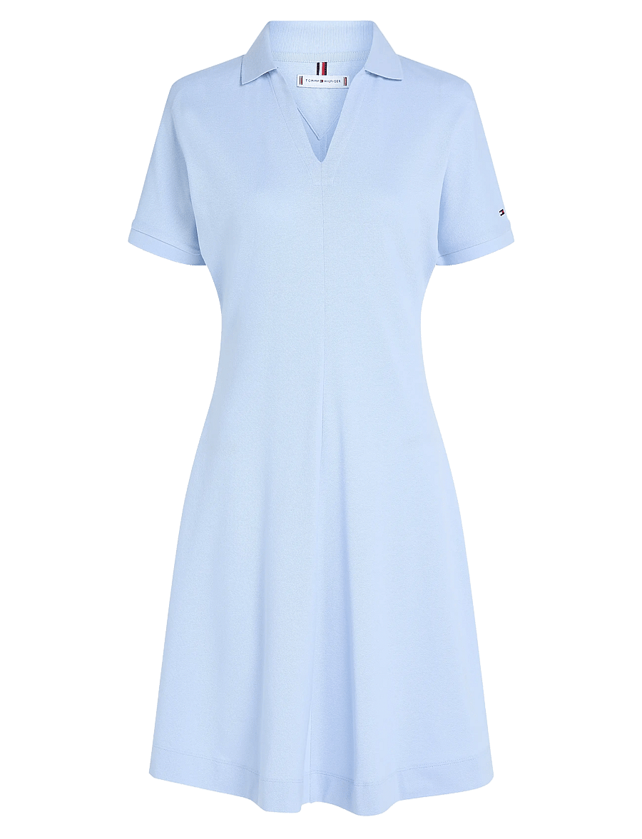 Tommy Hilfiger - LYOCELL OPEN-NK F&F POLO DRESS - t-shirt-kleider - breezy blue - 1