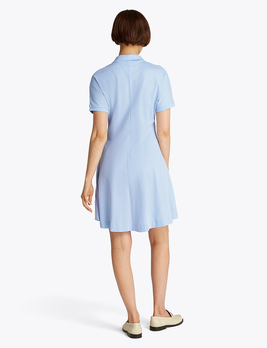 Tommy Hilfiger - LYOCELL OPEN-NK F&F POLO DRESS - t-shirt-kleider - breezy blue - 3