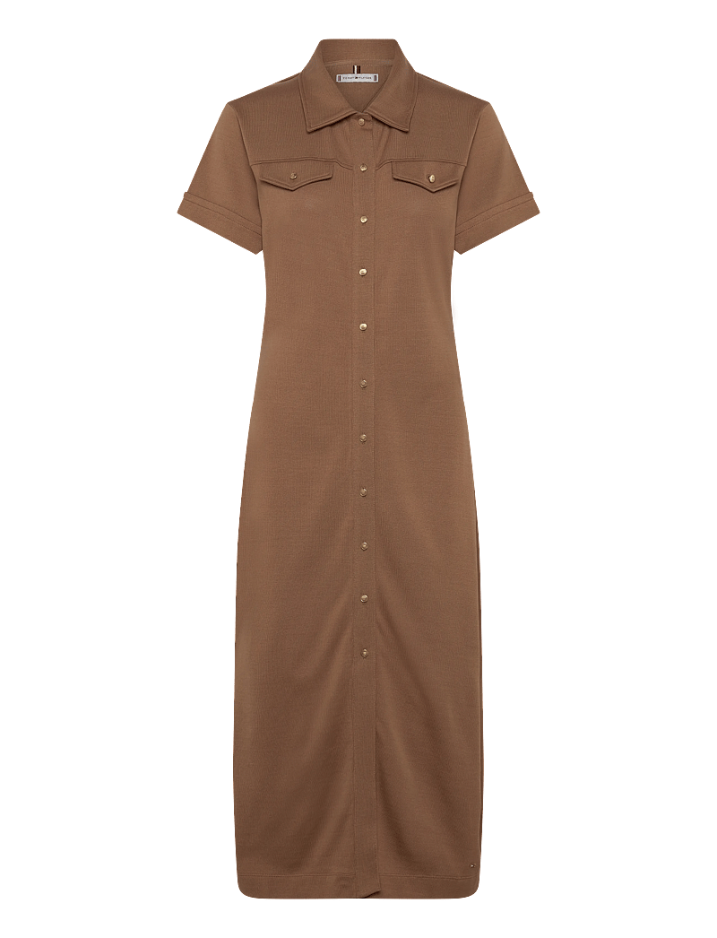 Tommy Hilfiger - GOLD BUTTON MIDI SHIRT DRS - skjortklänningar - hickory - 1