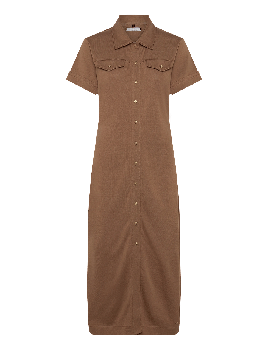 Tommy Hilfiger - GOLD BUTTON MIDI SHIRT DRS - hemdkleider - hickory - 1