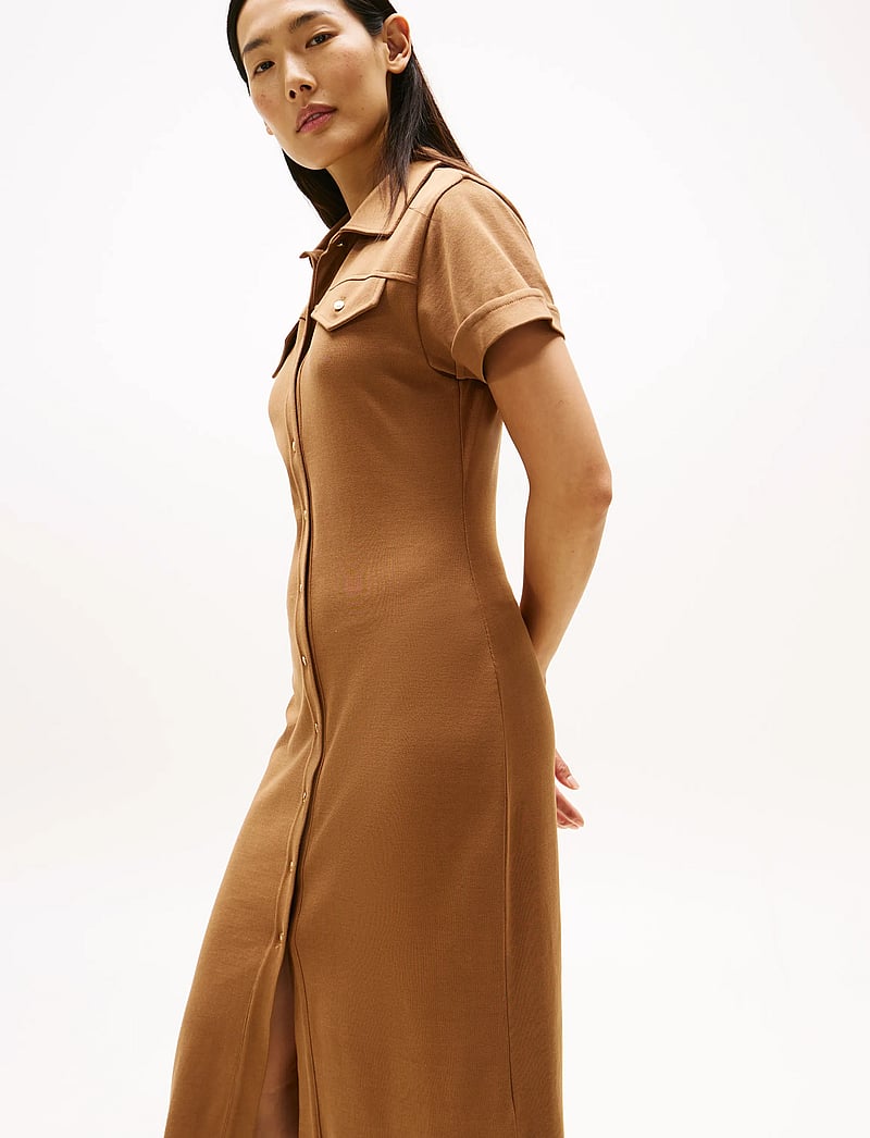 Tommy Hilfiger - GOLD BUTTON MIDI SHIRT DRS - skjortklänningar - hickory - 4