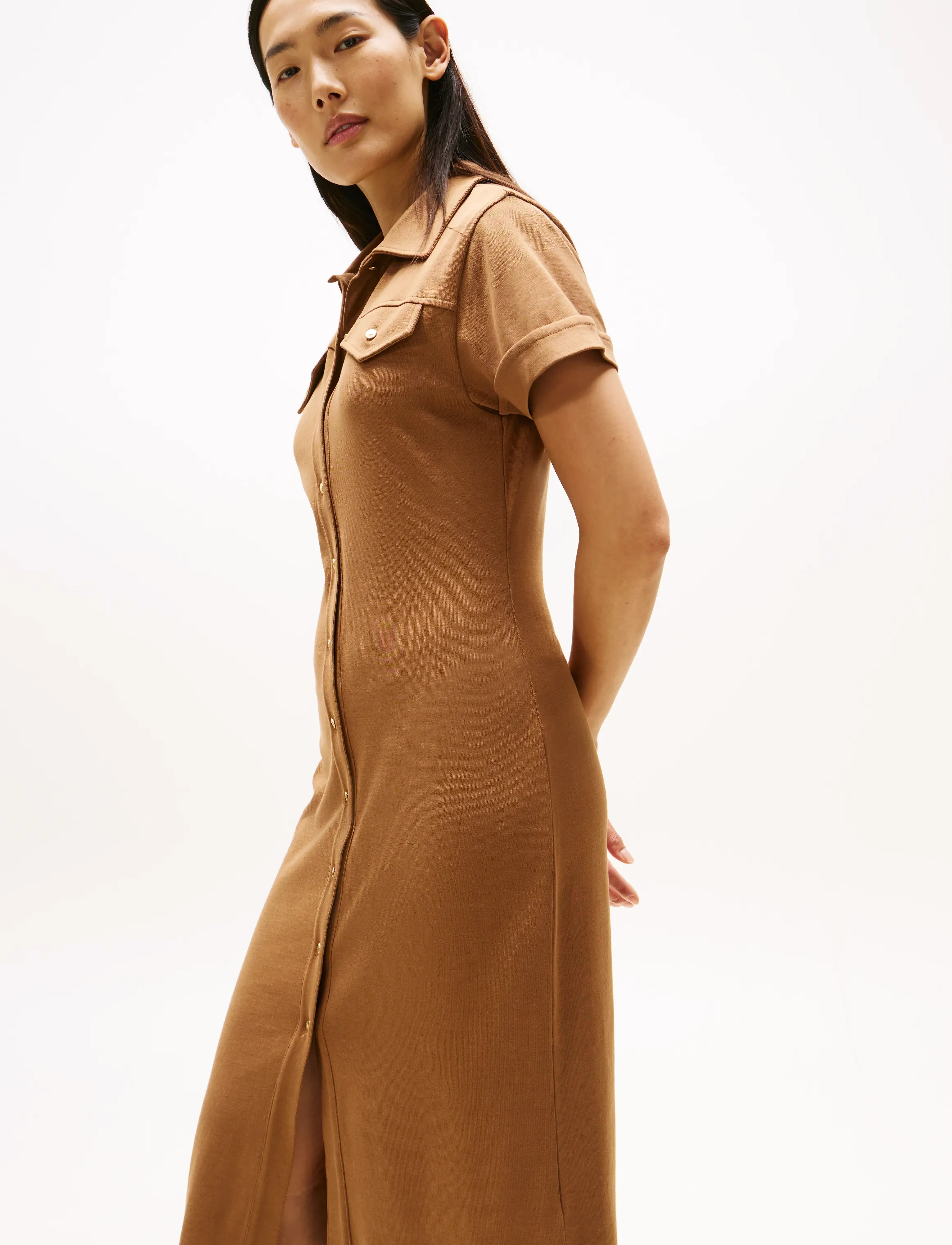 Tommy Hilfiger - GOLD BUTTON MIDI SHIRT DRS - hemdkleider - hickory - 4