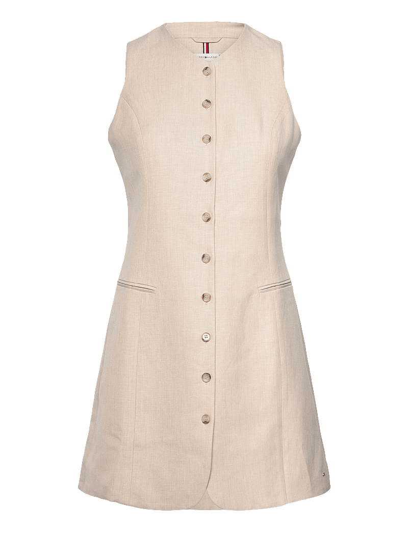 Tommy Hilfiger - LINEN MIX SLEEVELESS DRESS - kurze kleider - classic beige - 0