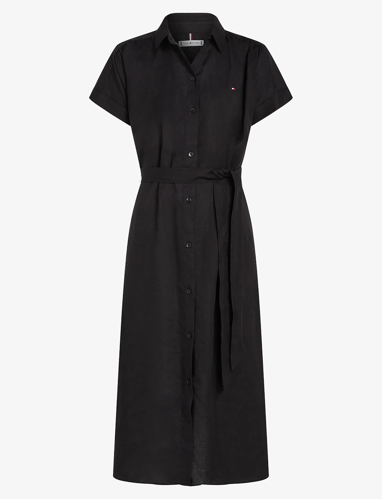 Tommy Hilfiger - ESS LINEN S/S MIDI SHIRT DRESS - hemdkleider - black - 1