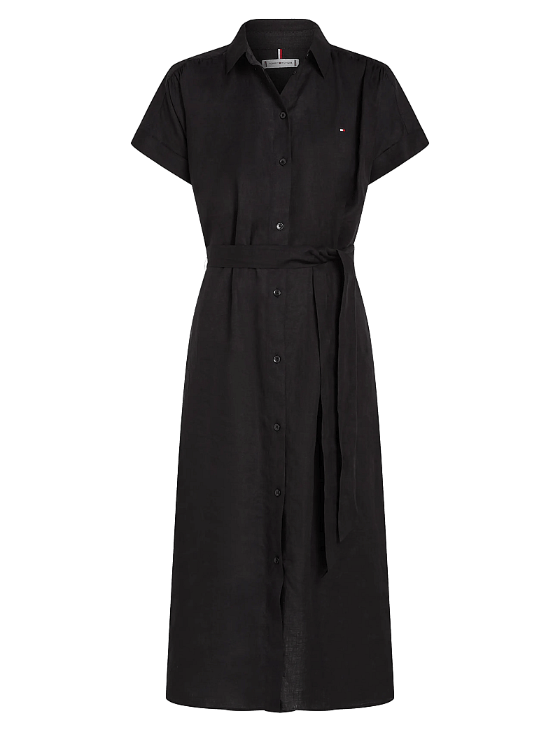 Tommy Hilfiger - ESS LINEN S/S MIDI SHIRT DRESS - hemdkleider - black - 1