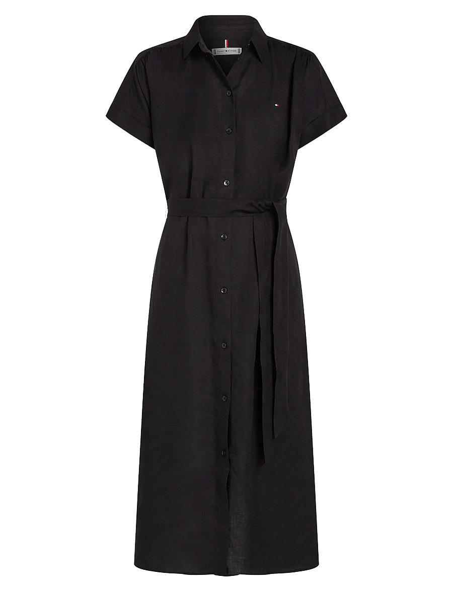 Tommy Hilfiger - ESS LINEN S/S MIDI SHIRT DRESS - black - 1