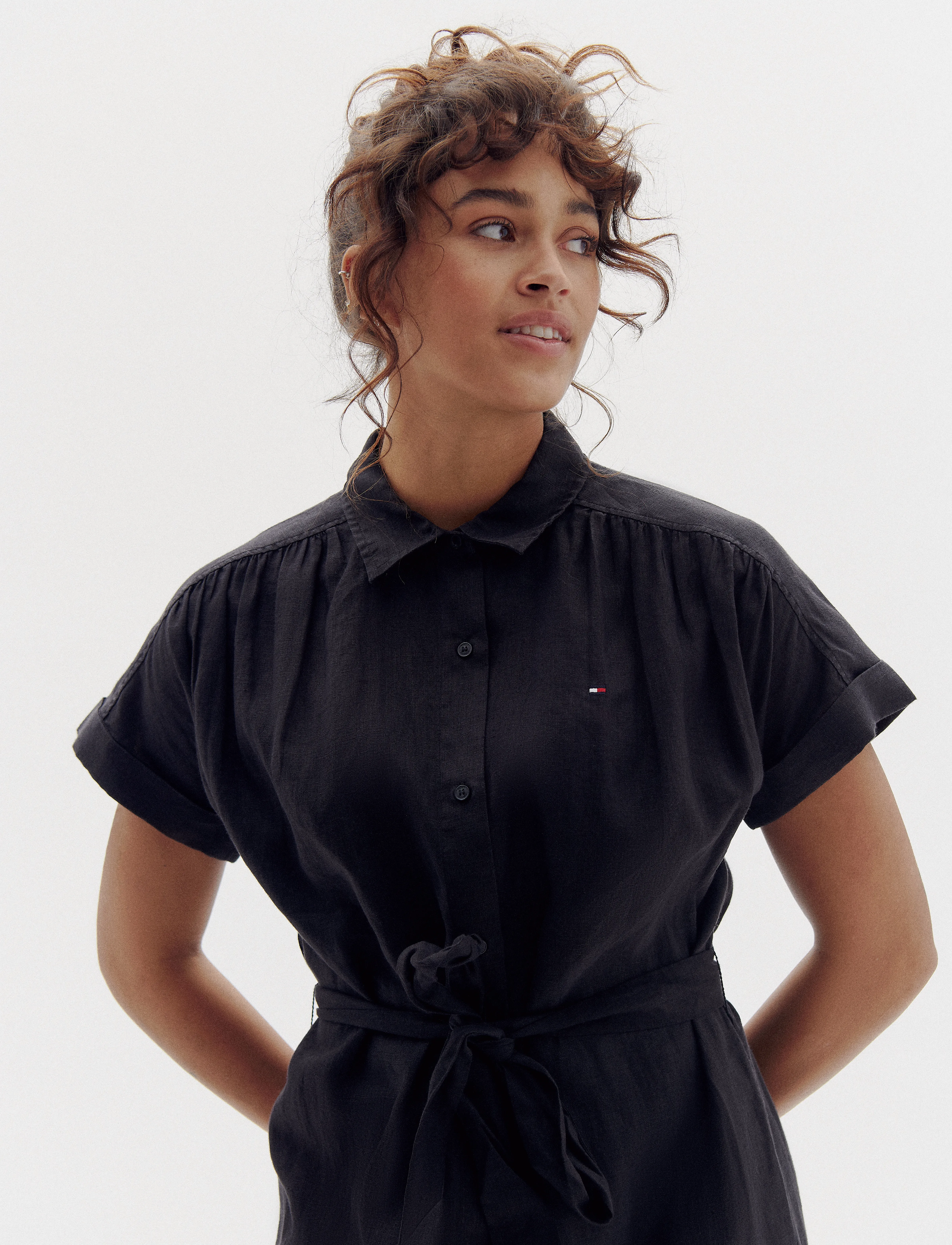 Tommy Hilfiger - ESS LINEN S/S MIDI SHIRT DRESS - black - 2