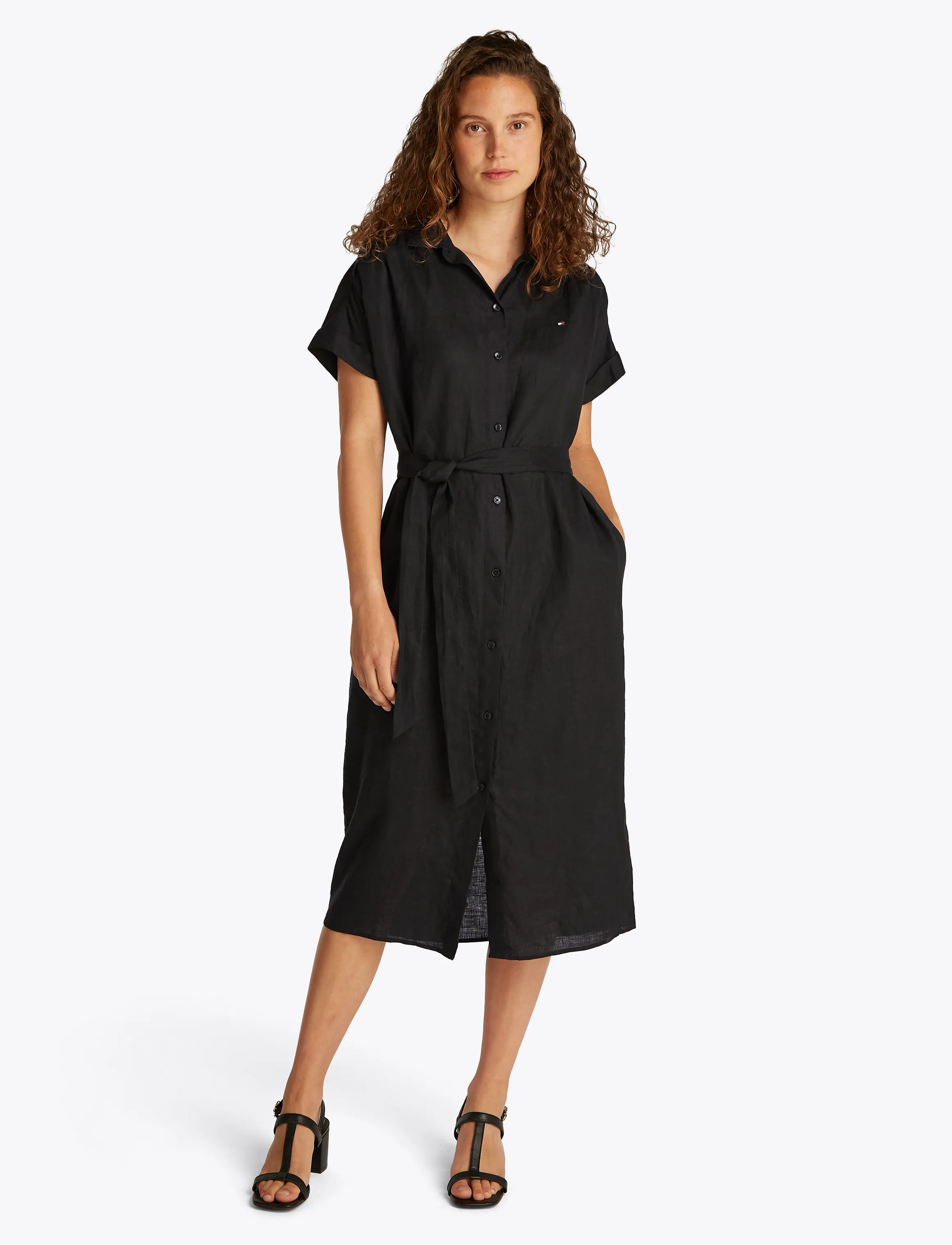 Tommy Hilfiger - ESS LINEN S/S MIDI SHIRT DRESS - black - 3