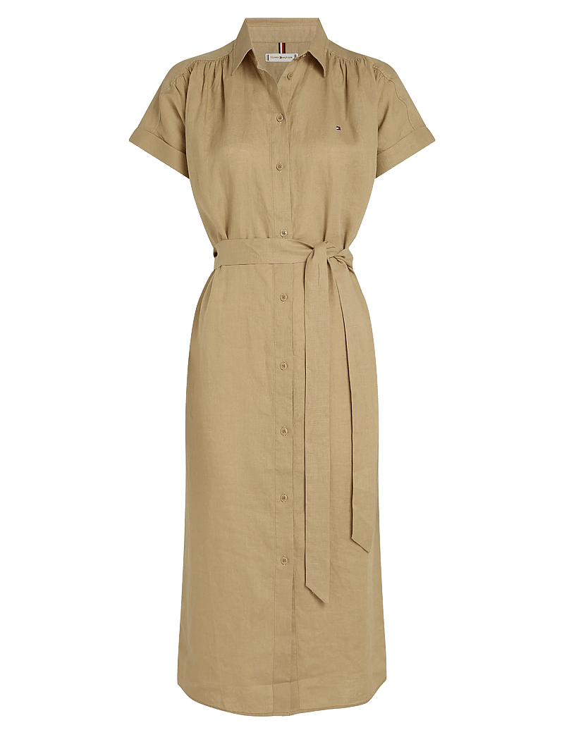 Tommy Hilfiger - ESS LINEN S/S MIDI SHIRT DRESS - hemdkleider - camel - 1
