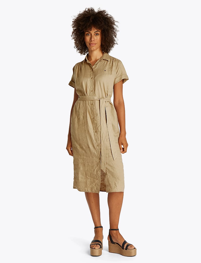 Tommy Hilfiger - ESS LINEN S/S MIDI SHIRT DRESS - hemdkleider - camel - 3