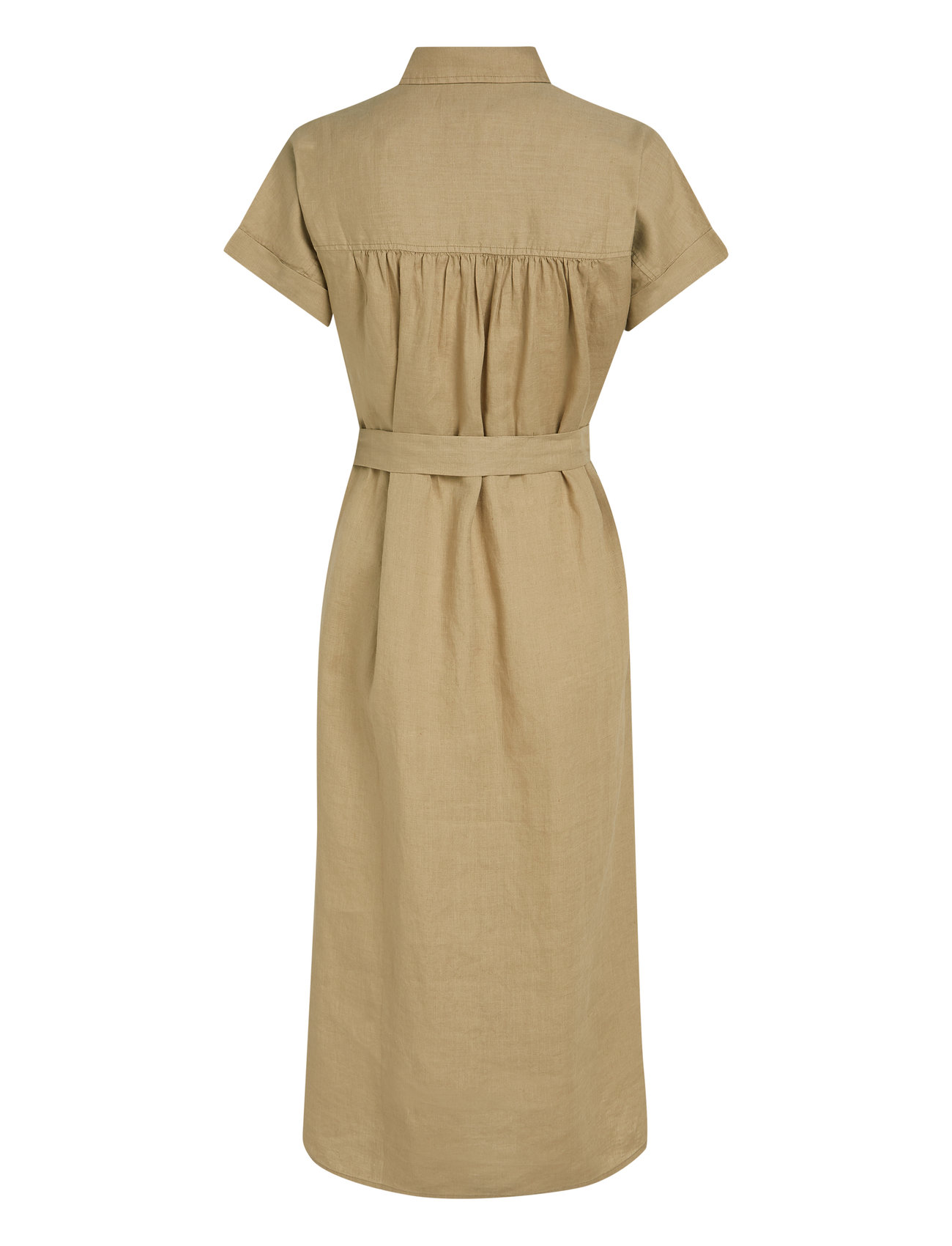 Tommy Hilfiger - ESS LINEN S/S MIDI SHIRT DRESS - hemdkleider - camel - 4