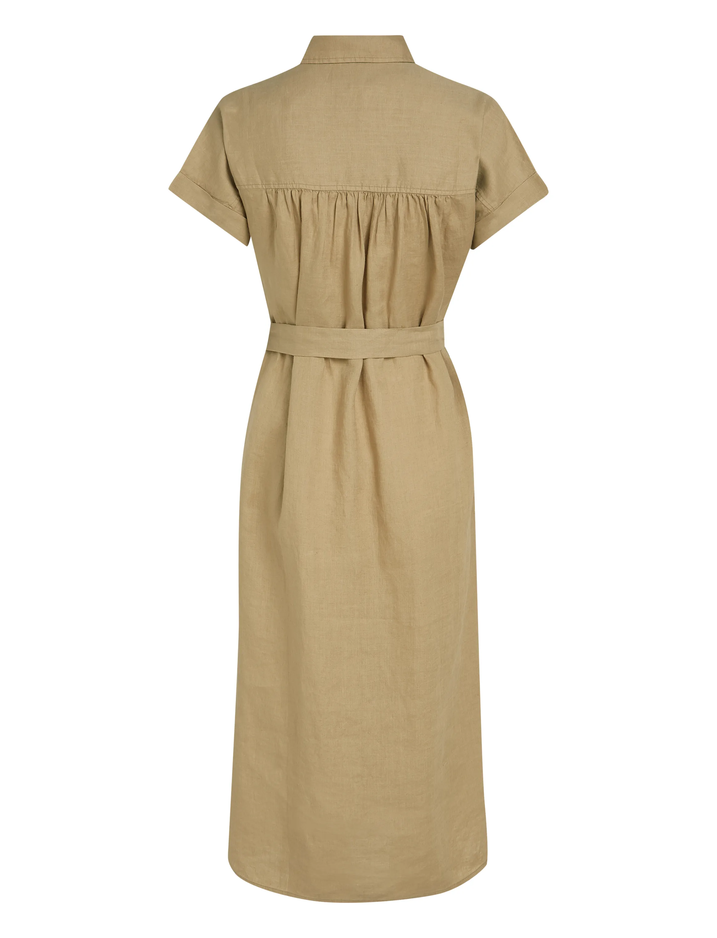 Tommy Hilfiger - ESS LINEN S/S MIDI SHIRT DRESS - robes chemises - camel - 4
