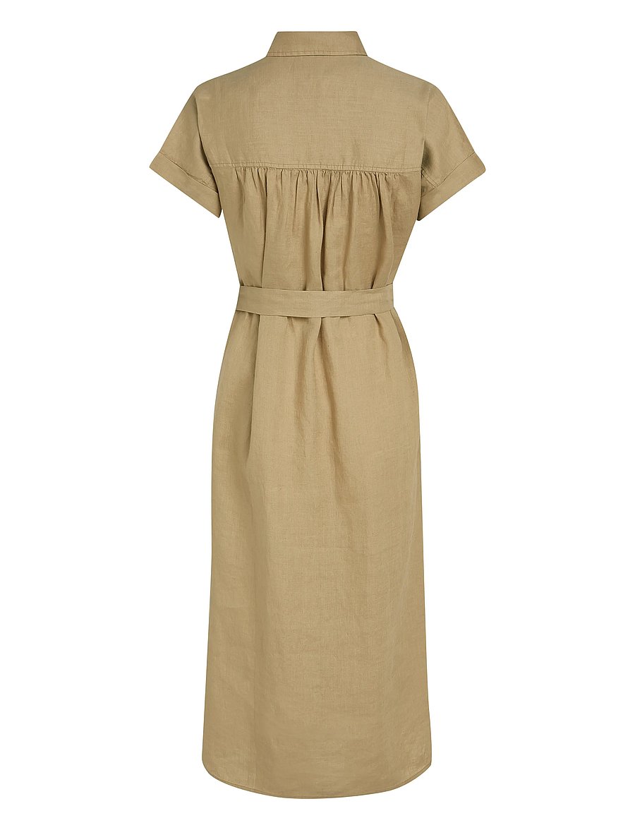Tommy Hilfiger - ESS LINEN S/S MIDI SHIRT DRESS - robes chemises - camel - 4
