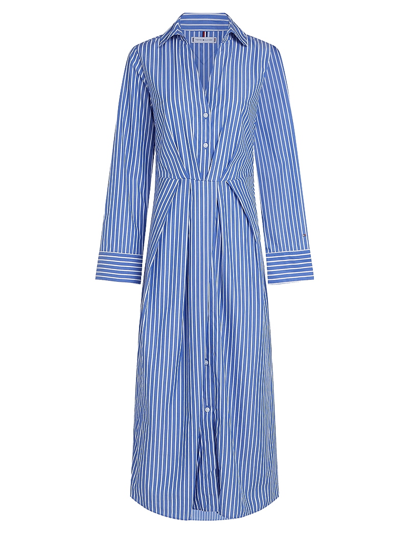 Tommy Hilfiger - SOFT CO KNOT LS SHIRT DRESS - skjortekjoler - stacking stp/ verona blue - 1
