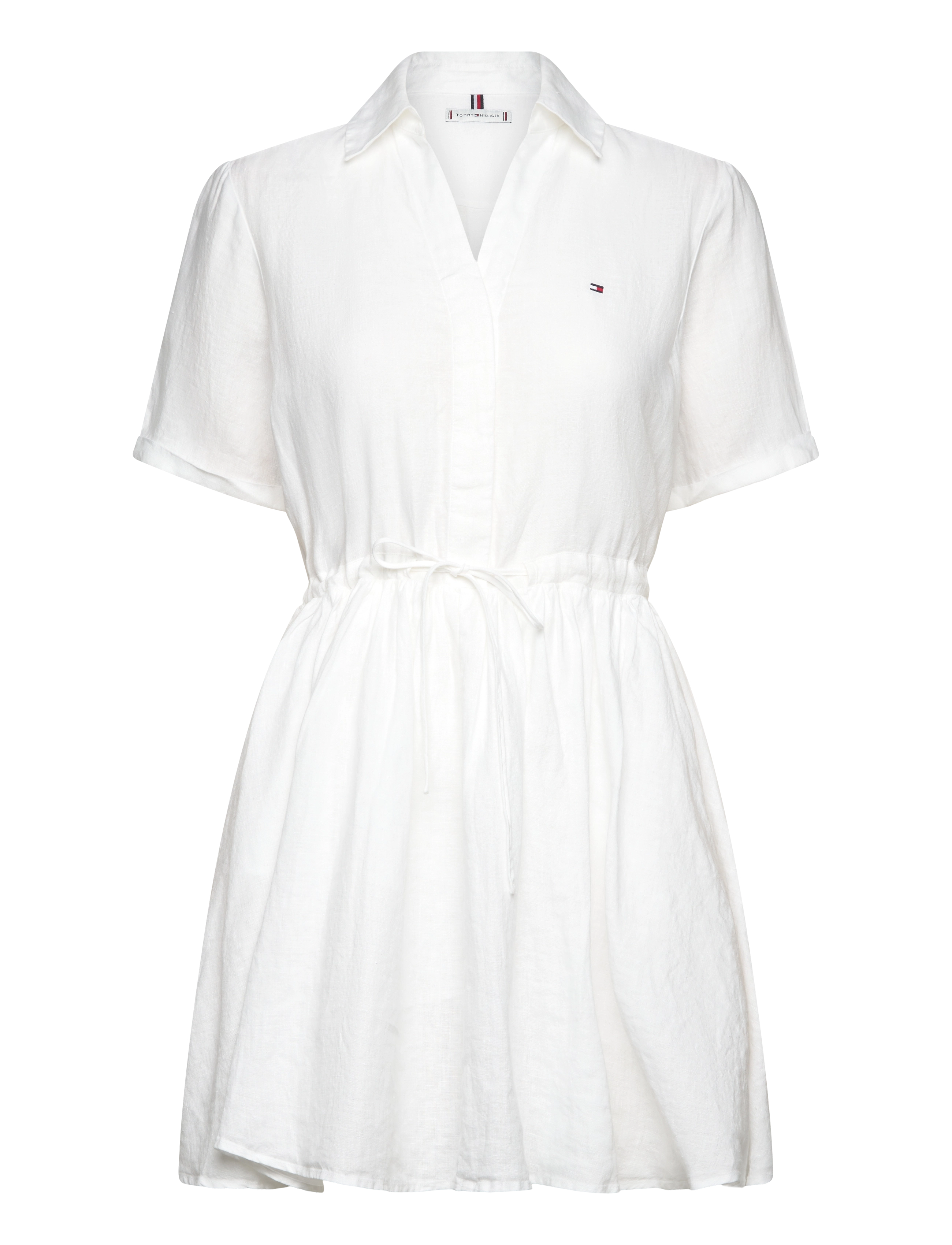 Tommy Hilfiger ESS LINEN S/S SHORT DRESS - Minikleidid - TH OPTIC WHITE / white