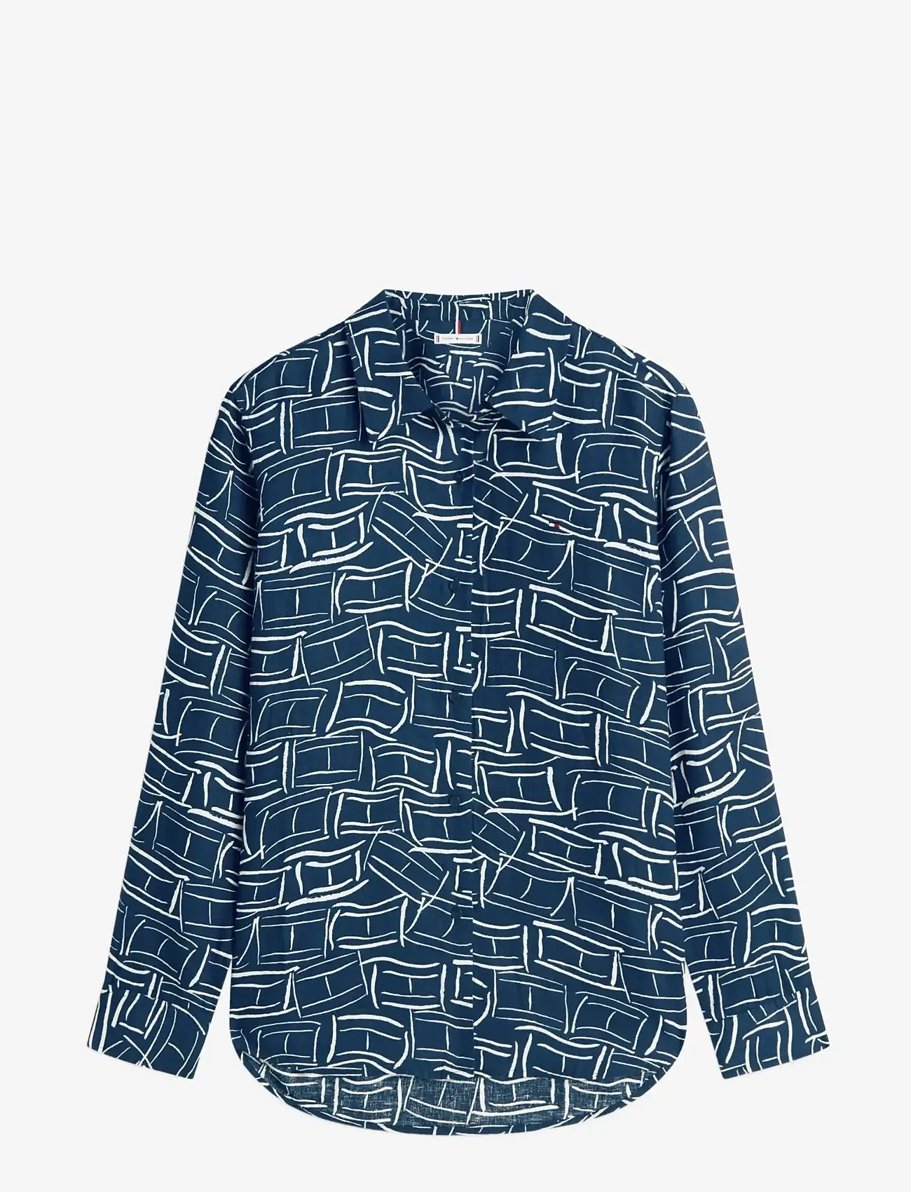 Tommy Hilfiger - ESS LINEN RELAXED LS SHIRT - hørskjorter - flag feathers dark night navy - 1