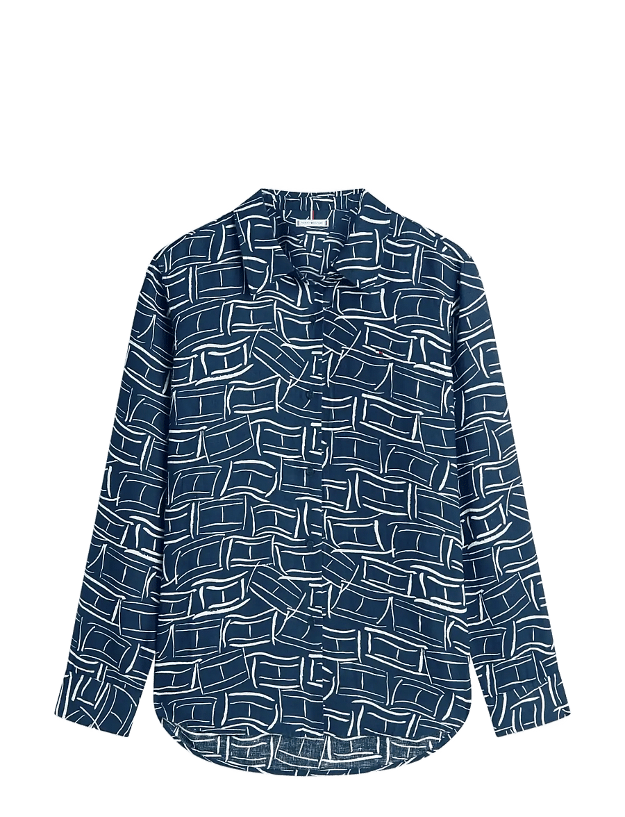 Tommy Hilfiger - ESS LINEN RELAXED LS SHIRT - leinenhemden - flag feathers dark night navy - 1