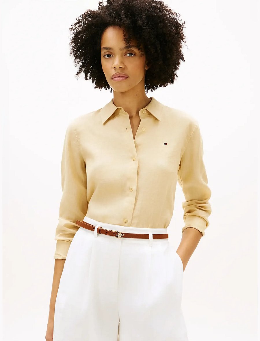 Tommy Hilfiger - ESS LINEN RELAXED LS SHIRT - linen shirts - harvest wheat - 0