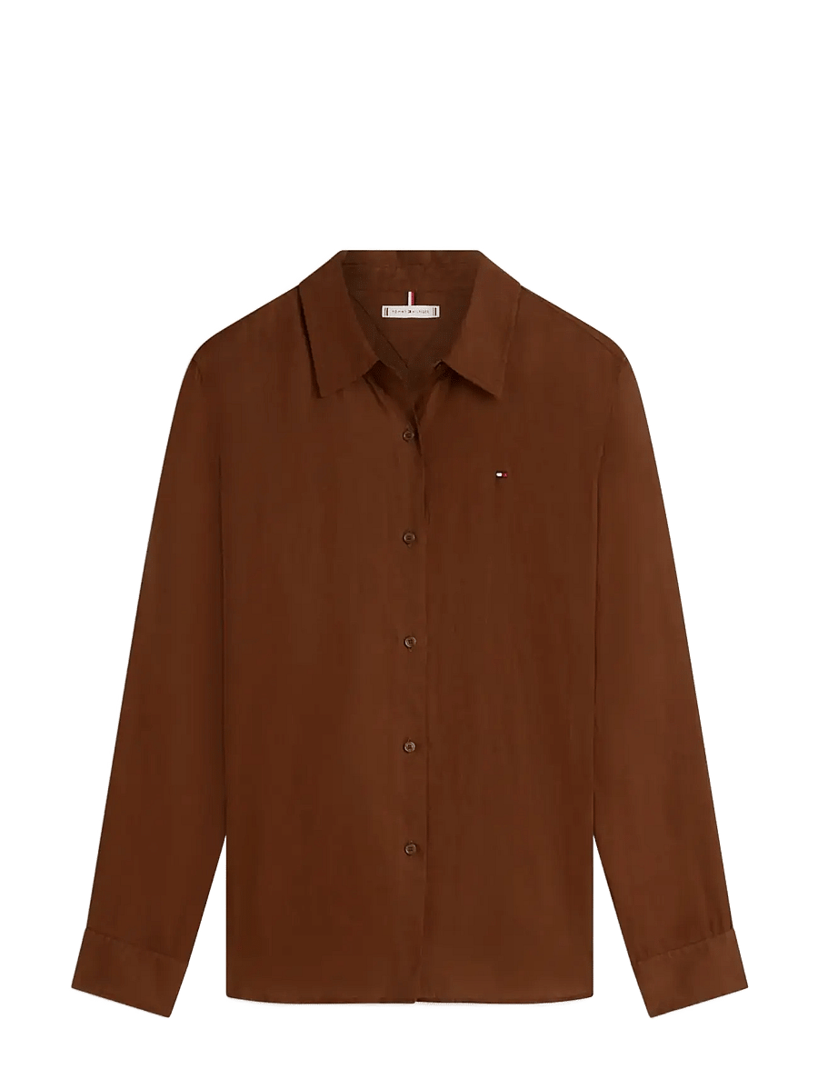 Tommy Hilfiger - ESS LINEN RELAXED LS SHIRT - linnen overhemden - legacy brown - 1