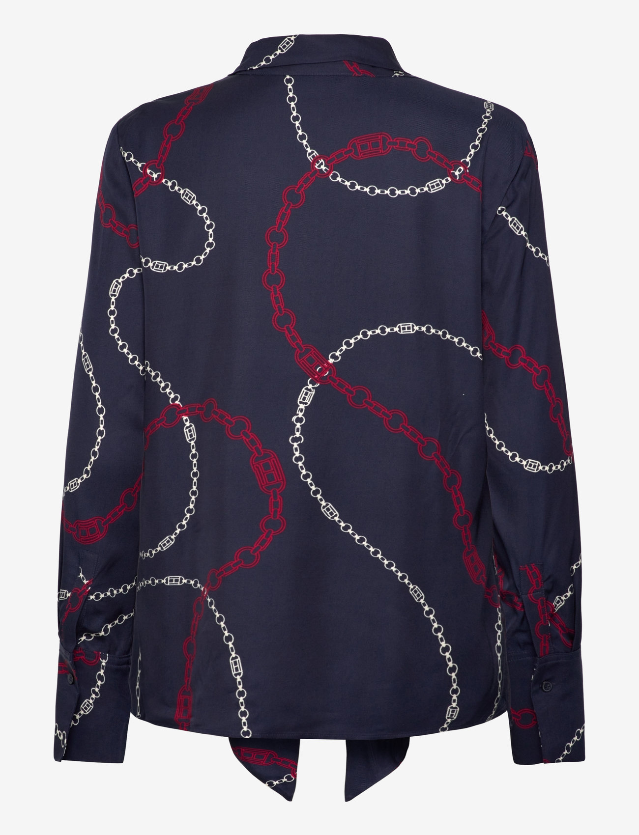 Tommy Hilfiger - FLUID VISCOSE V-N BOW LS BLOUSE - flag chain wave/ navy - 1