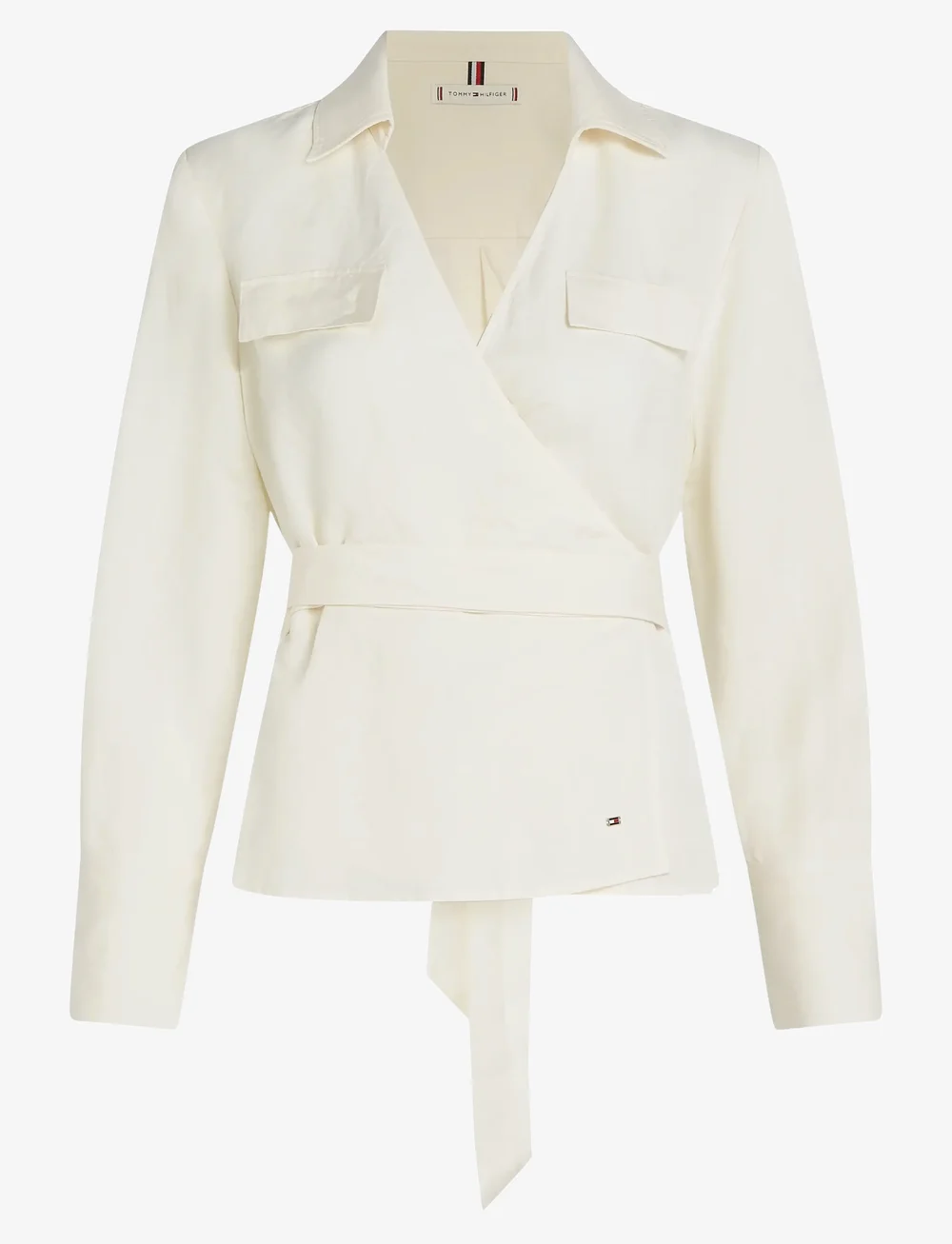 Tommy Hilfiger - TEXTURED LINEN WRAP BLOUSE - linased särgid - ivory petal - 0