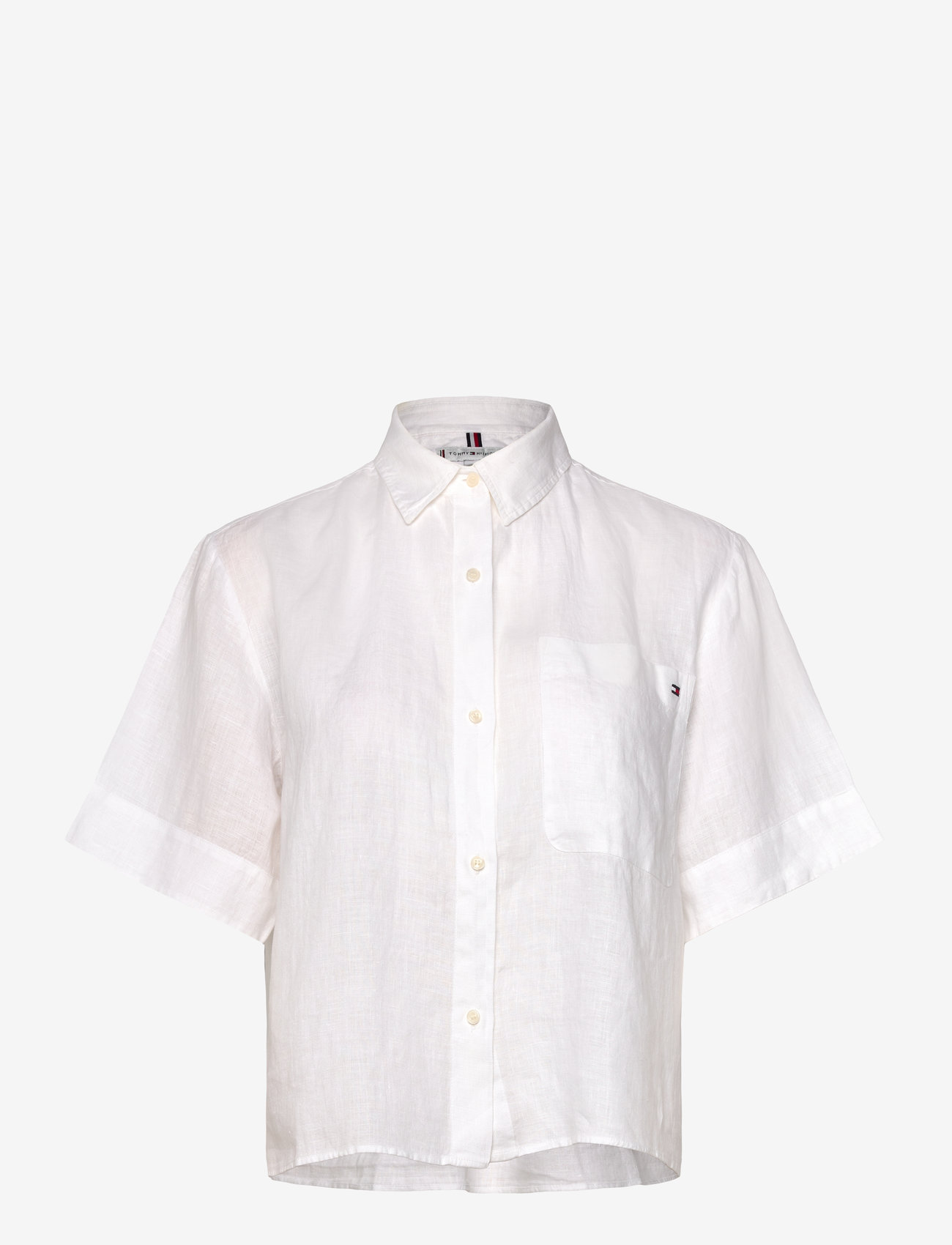 Tommy Hilfiger - ESS LINEN RELAXED S/S SHIRT - linasest riidest särgid - th optic white - 0