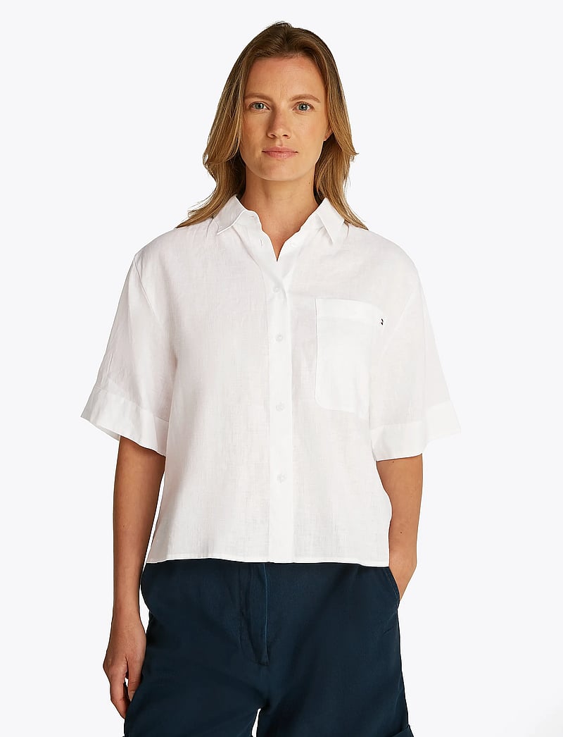 Tommy Hilfiger - ESS LINEN RELAXED S/S SHIRT - linen shirts - th optic white - 0