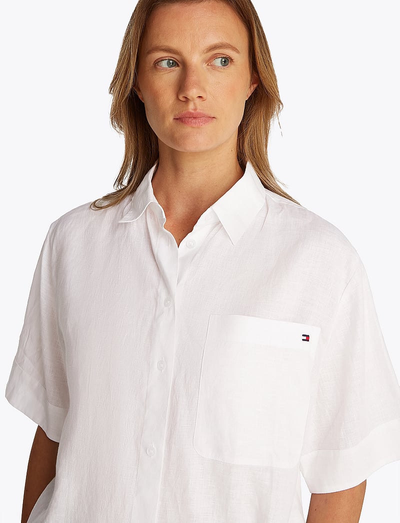 Tommy Hilfiger - ESS LINEN RELAXED S/S SHIRT - linen shirts - th optic white - 4