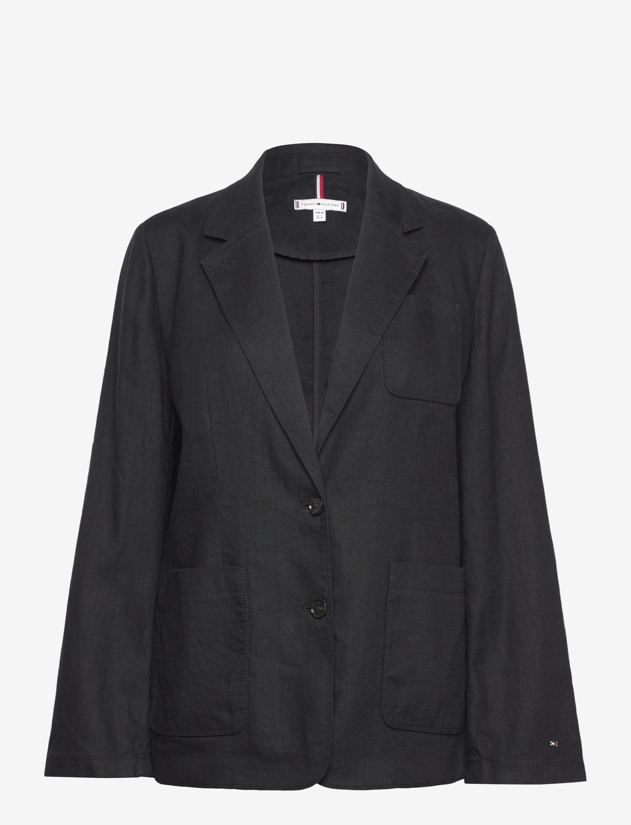 Tommy Hilfiger - ESS LINEN REGULAR SB BLAZER - Ühes joones nööpidega bleiserid - black - 0