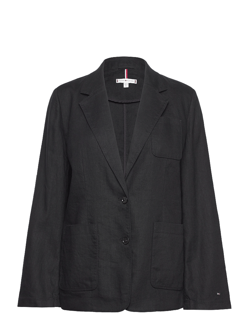 Tommy Hilfiger - ESS LINEN REGULAR SB BLAZER - enkelknäppta kavajer - black - 1